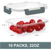 imageKOMUEE 10 Packs 22 oz Glass Meal Prep Containers Glass Food Storage Containers with Lids Airtight Lunch Boxes BPA Free Microwave and Freezer SafeGray