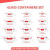 imageKOMUEE 24 Pieces Glass Food Storage Containers SetMeal Prep ContainersStackable Airtight Glass Storage Containers with lidsFreezer Microwave Oven SafeGrayRed