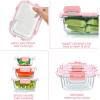 imageKOMUEE 24 Pieces Glass Food Storage Containers SetMeal Prep ContainersStackable Airtight Glass Storage Containers with lidsFreezer Microwave Oven SafeGrayPink