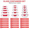 imageKOMUEE 30 Pieces Glass Food Storage Containers Set Meal Prep Containers Set with Snap Locking Lids Airtight Glass Lunch Containers Microwave Oven Freezer ampamp Dishwasher RedRed