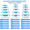 imageKOMUEE 30 Pieces Glass Food Storage Containers Set Meal Prep Containers Set with Snap Locking Lids Airtight Glass Lunch Containers Microwave Oven Freezer ampamp Dishwasher RedBlue