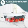 imageKOMUEE 30 oz 5 Pack Glass Meal Prep Containers Glass Storage Containers with Lids  Dishwahser Microwave Oven and Freezer SafeGray