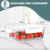 imageKOMUEE 30 oz 5 Pack Glass Meal Prep Containers Glass Storage Containers with Lids  Dishwahser Microwave Oven and Freezer SafeWhite