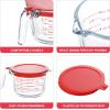imageKOMUEE 4 Piece Glass Measuring Cups Set 5 Oz 1Cup 2Cup 4Cup Liquid Measuring Cups with Lids for Kitchen Freezer and Microwave Safe