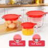 imageKOMUEE 4 Piece Glass Measuring Cups Set 5 Oz 1Cup 2Cup 4Cup Liquid Measuring Cups with Lids for Kitchen Freezer and Microwave Safe