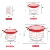 imageKOMUEE 4 Piece Glass Measuring Cups Set 5 Oz 1Cup 2Cup 4Cup Liquid Measuring Cups with Lids for Kitchen Freezer and Microwave Safe