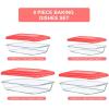 imageKOMUEE 8 Pieces Glass Baking Dish with Lids Rectangular Glass Baking Pan Bakeware Set with BPA Free Lids Baking Pans for Lasagna Leftovers Cooking Kitchen FridgetoOven GreenRed