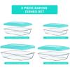 imageKOMUEE 8 Pieces Glass Baking Dish with Lids Rectangular Glass Baking Pan Bakeware Set with BPA Free Lids Baking Pans for Lasagna Leftovers Cooking Kitchen FridgetoOven GreenGreen