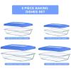 imageKOMUEE 8 Pieces Glass Baking Dish with Lids Rectangular Glass Baking Pan Bakeware Set with BPA Free Lids Baking Pans for Lasagna Leftovers Cooking Kitchen FridgetoOven GreenBlue