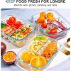 imageKOMUEE Glass Meal Prep Containers 3 Compartments 5 Pack 36 oz Glass Food Storage Containers with Lids Airtight Lunch Bento Box Portion Control Freezer and Microwave Safe White3Compartment White