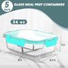 imageKOMUEE Glass Meal Prep Containers 3 Compartments 5 Pack 36 oz Glass Food Storage Containers with Lids Airtight Lunch Bento Box Portion Control Freezer and Microwave Safe White3Compartment Green