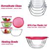 imageKOMUEE Glass Mixing Bowls with Lids Set 4Piece Nesting Kitchen Bowls for Salad Serving and Baking Oven Safe Glass Bowl4Pack
