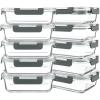 imageKOMUEE 10 Packs 30 oz Glass Meal Prep ContainersGlass Food Storage Containers with LidsAirtight Glass Lunch Bento BoxesMicrowave Oven Freezer and DishwasherWhiteGray