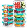 imageKOMUEE 10 Packs 30oz Glass Meal Prep Containers 2 CompartmentsGlass Food Storage Containers with LidsAirtight Lunch Bento BoxesOvenFreezer and Dishwasher Safe WhiteGreen