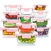 imageKOMUEE 24 Pieces Glass Food Storage Containers SetMeal Prep ContainersStackable Airtight Glass Storage Containers with lidsFreezer Microwave Oven SafeGrayPink