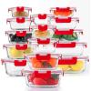 imageKOMUEE 30 Pieces Glass Food Storage Containers Set Meal Prep Containers Set with Snap Locking Lids Airtight Glass Lunch Containers Microwave Oven Freezer ampamp Dishwasher RedRed