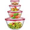 imageKOMUEE Glass Mixing Bowls with Lids Set 4Piece Nesting Kitchen Bowls for Salad Serving and Baking Oven Safe Glass Bowl4Pack
