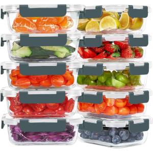 imageKOMUEE 10 Packs 22 oz Glass Meal Prep Containers Glass Food Storage Containers with Lids Airtight Lunch Boxes BPA Free Microwave and Freezer SafeGray