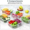 imageKOMUEE Glass Meal Prep Containers 3 Compartment with lids 5 Pack 36 oz Airtight Food Storage Glass Lunch Bento Box Dishwasher and Microwave SafeGrayGray