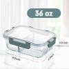 imageKOMUEE Glass Meal Prep Containers 3 Compartment with lids 5 Pack 36 oz Airtight Food Storage Glass Lunch Bento Box Dishwasher and Microwave SafeGrayGray