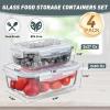 imageKOMUEE Large Glass Food Storage Containers Set 63oz ampamp 27oz with Airtight Lids BPAFree 4 Pack Meal Prep Containers for Baking Serving Freezer Microwave and Oven Safe
