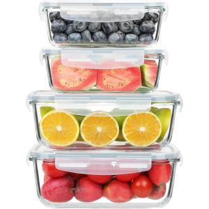 imageKOMUEE Large Glass Food Storage Containers Set 63oz ampamp 27oz with Airtight Lids BPAFree 4 Pack Meal Prep Containers for Baking Serving Freezer Microwave and Oven Safe